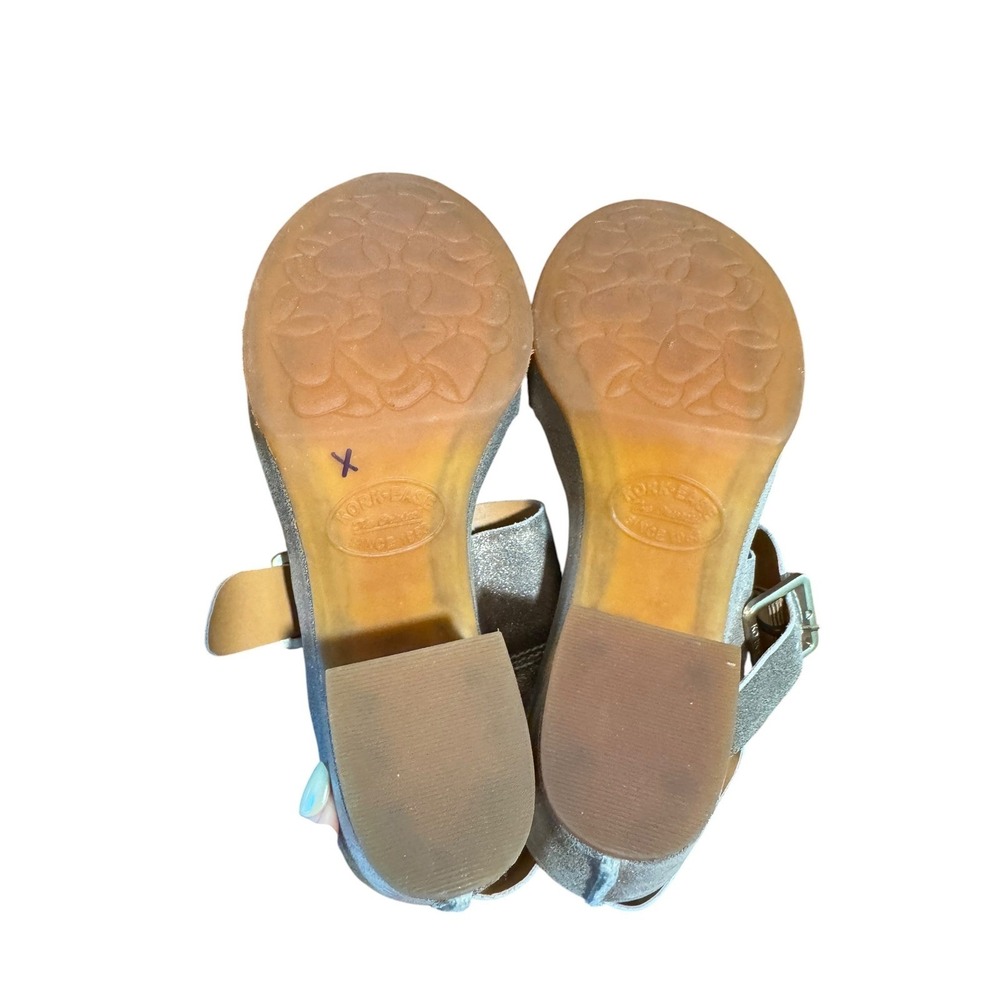 Kork-Ease Metallic Silver Leather Platform Block Heel Sandals Size 8 - Picture 8 of 9